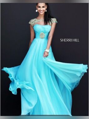 Sherri Hill turquoise gown size 6 style 11193 NWT